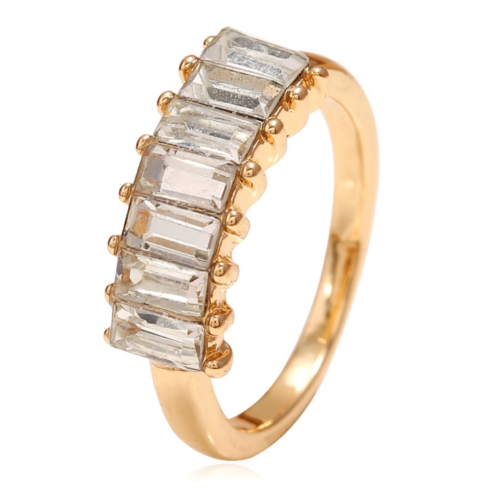 Gold & White Rhinestones Ring
